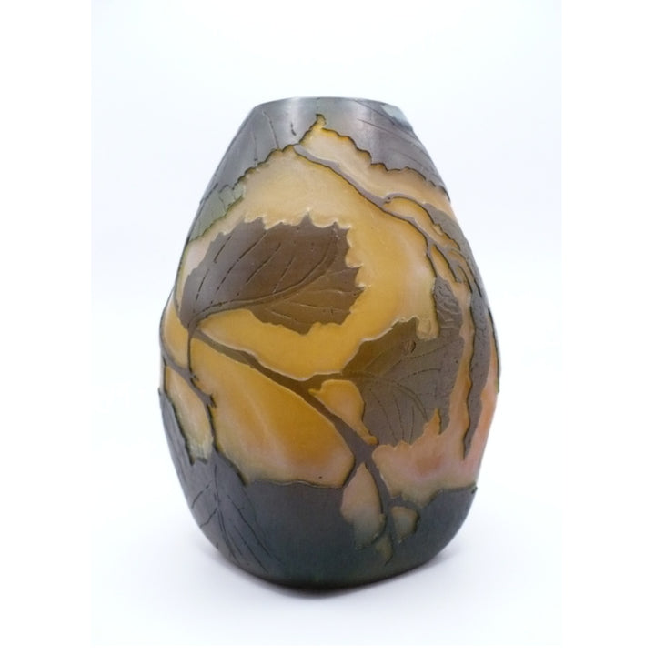 Legras France Ovoid Hazelnut Vase, French Art Glass.