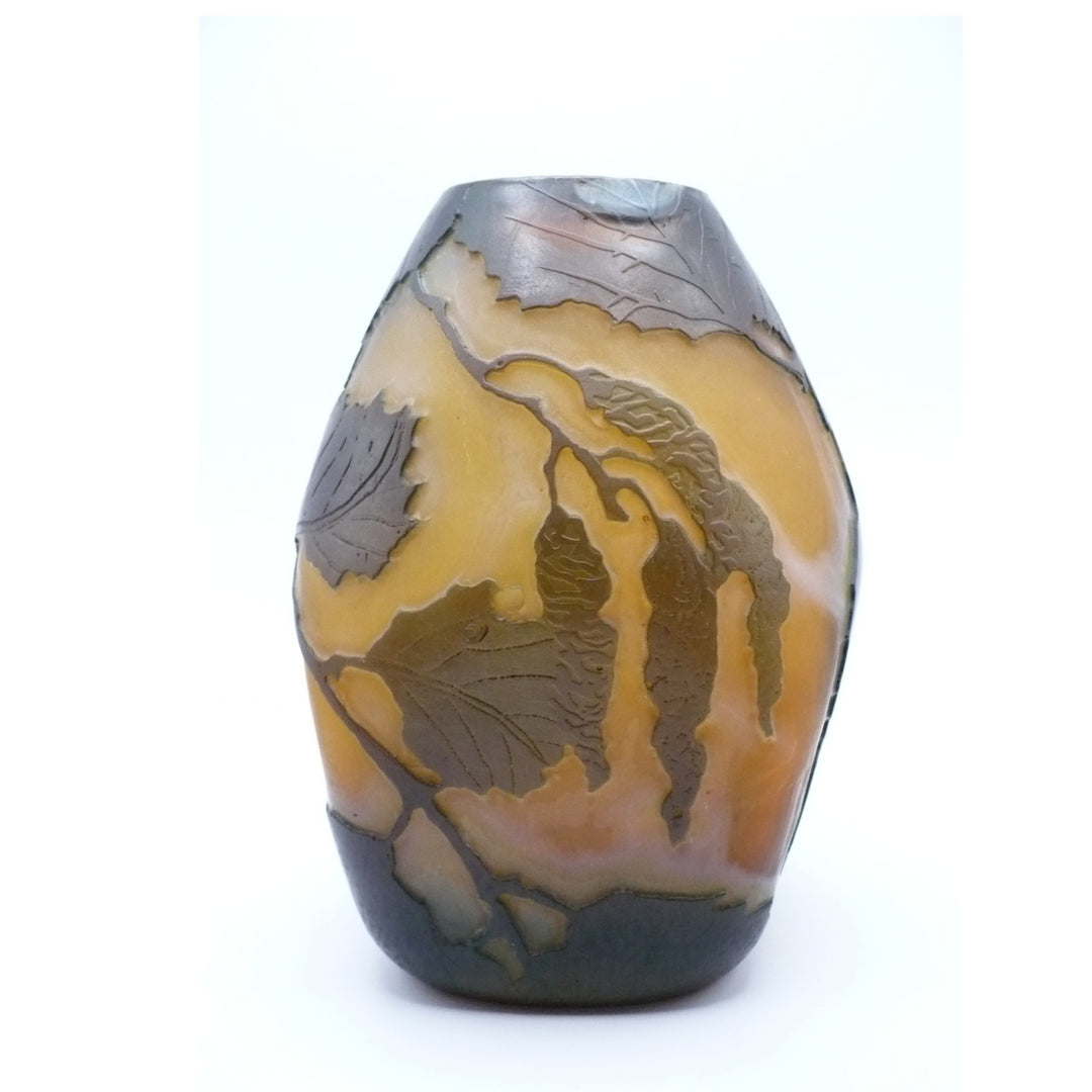 Legras France Ovoid Hazelnut Vase, French Art Glass.