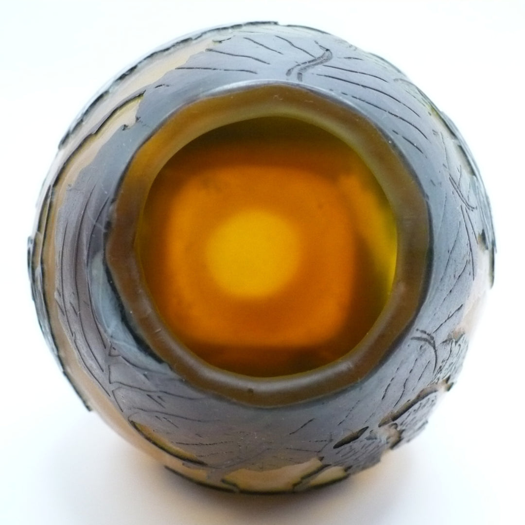 Legras France Ovoid Hazelnut Vase, French Art Glass.