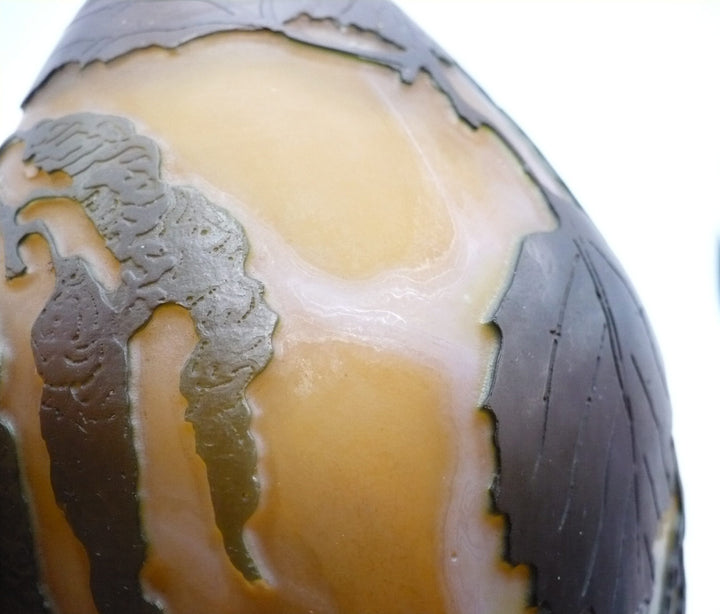 Legras France Ovoid Hazelnut Vase, French Art Glass.