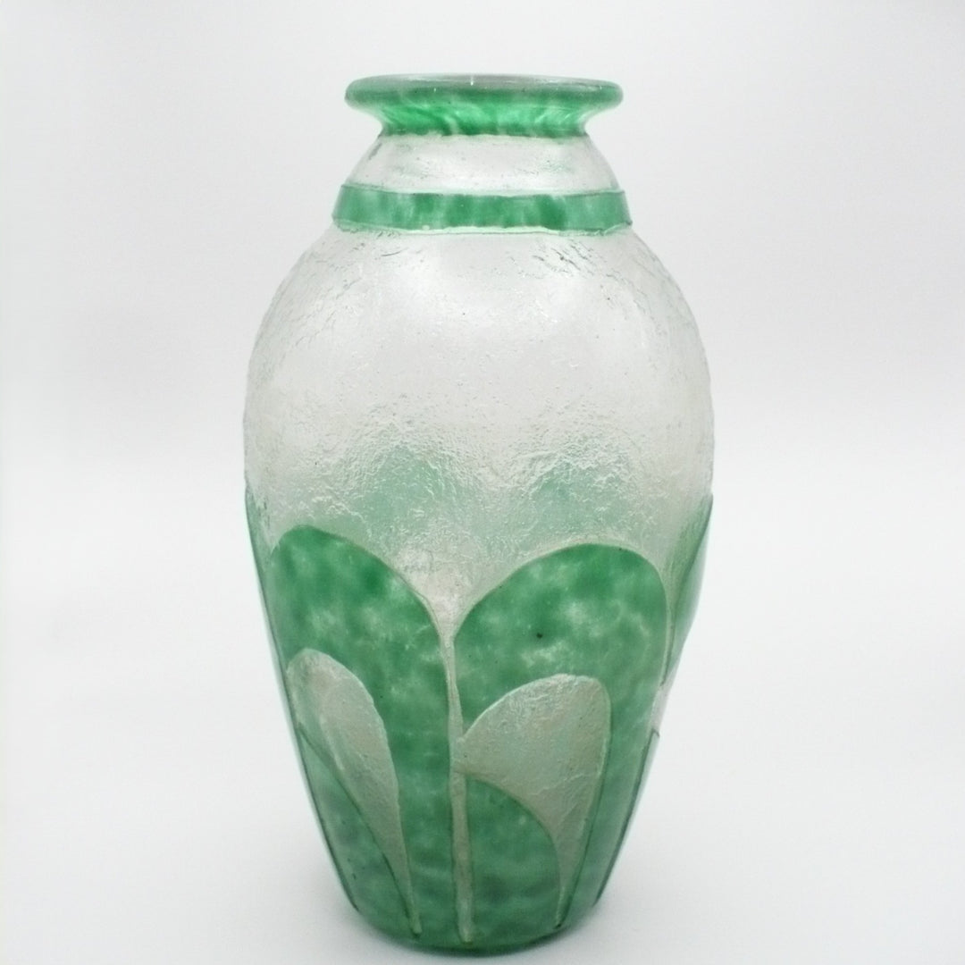 1920 Degué Art Deco Table Vase, French Cameo Art Glass by David Guerin .