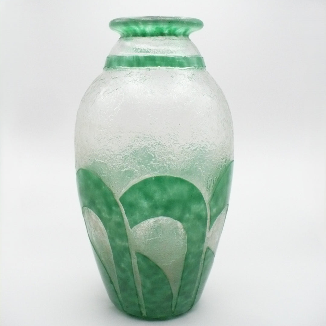 1920 Degué Art Deco Table Vase, French Cameo Art Glass by David Guerin .