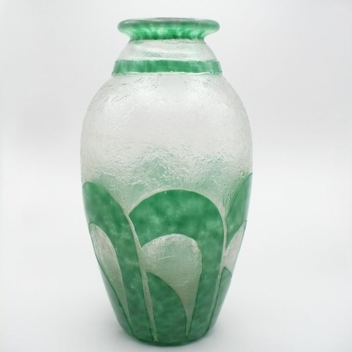 1920 Degué Art Deco Table Vase, French Cameo Art Glass by David Guerin .