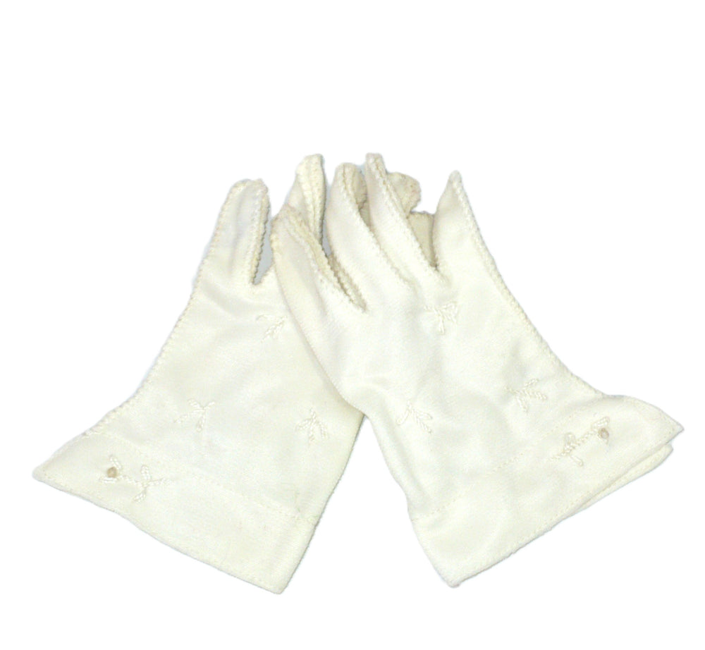 Sz. 1  Sweet White Toddler Girl's Gloves Age 1-2.