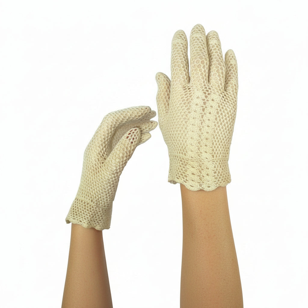 XS/Sz6 Crocheted 1920s Summer Shorties, Vintage Gatsby Gloves.