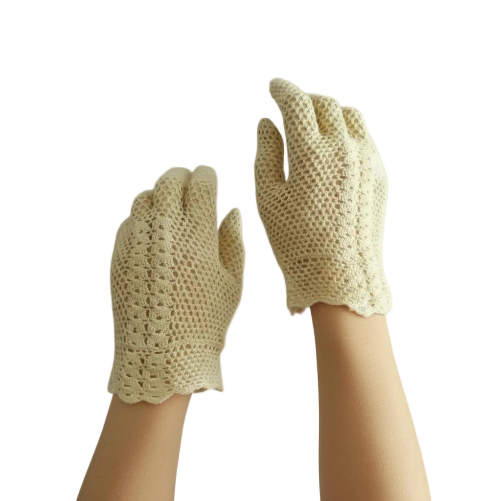 XS/Sz6 Crocheted 1920s Summer Shorties, Vintage Gatsby Gloves.