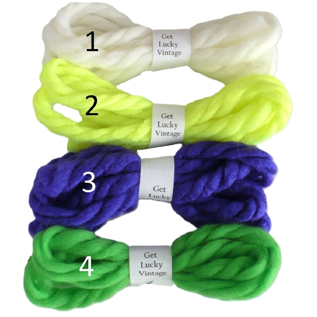 1970s Yarn Hair Ties, Ponytail Ribbons