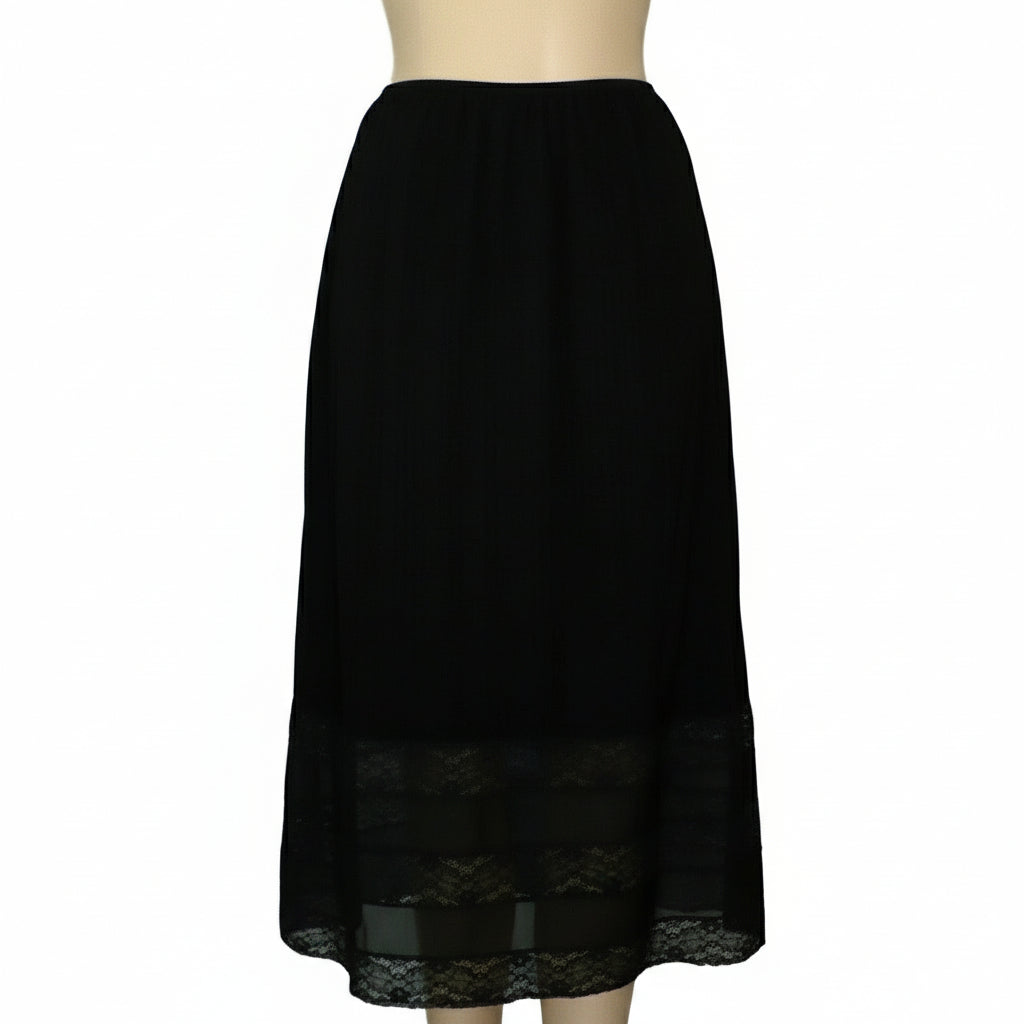 1950 Lace Trimmed Black Half Slip, Small/Medium