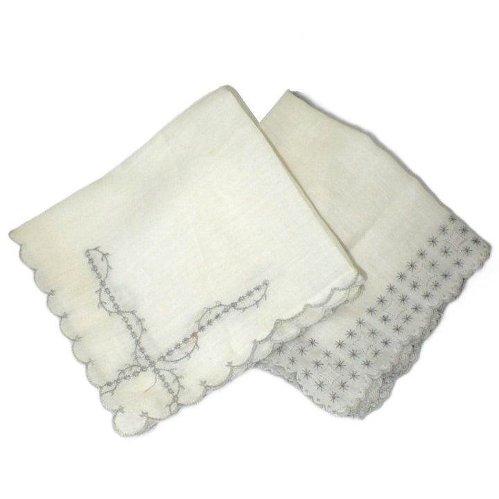 1950s Pair Scalloped Edge Church Hankies.