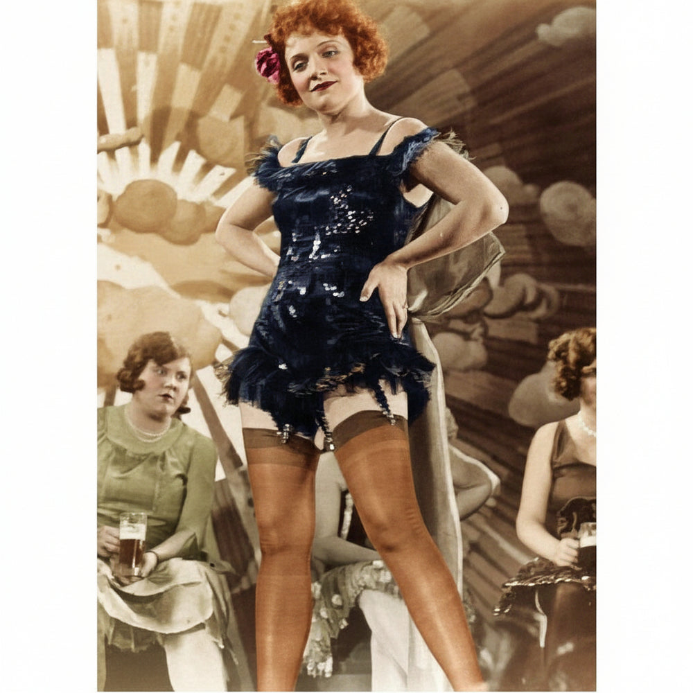 1920 Vintage Rayon Thigh High Garter Stockings Hosiery on Marlene Dietrich.