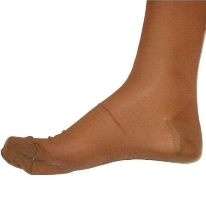 1920 Vintage Rayon Thigh High Garter Stockings Hosiery, view of foot.