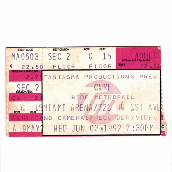 Cure Wish Tour Ticket 1992 Cranes