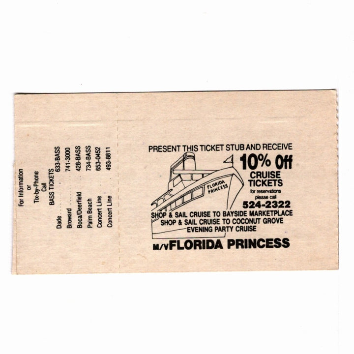 David Lee Roth Skyscraper Tour Dress Rehearsal Ticket March 3, 1988