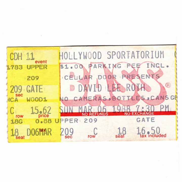 David Lee Roth Skyscraper Tour Ticket March 6 1988 Faster Pussycat