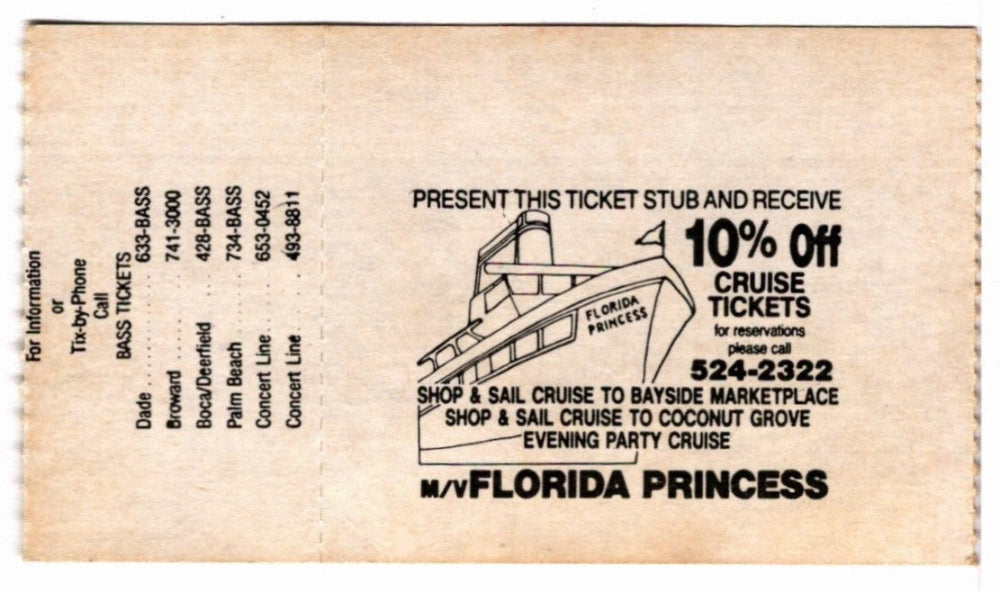 David Lee Roth Skyscraper 1988 Ticket Stub, back.