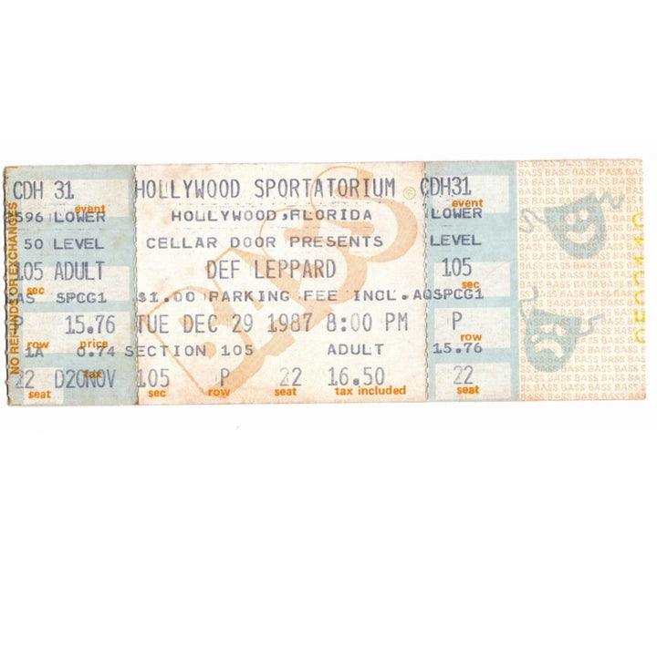 Def Leppard Hysteria Tour Ticket 1987 Tesla