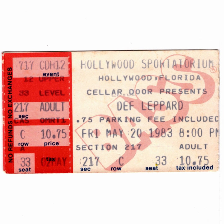 Def Leppard Pyromania Tour Ticket 1983 May 20