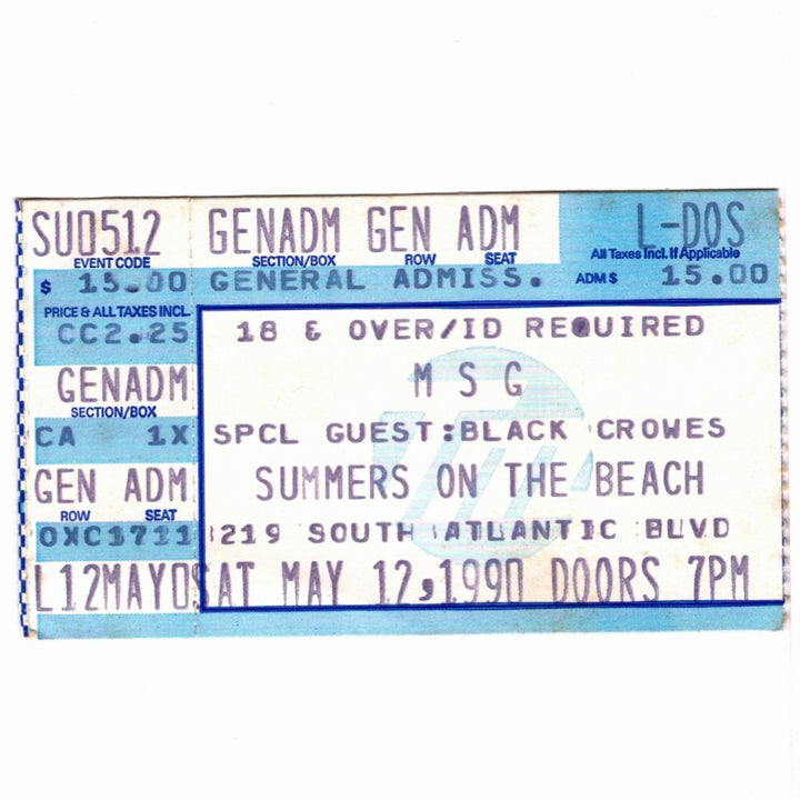 42 MSG McAuley Schenker Group Tour Ticket 1990 Black Crowes