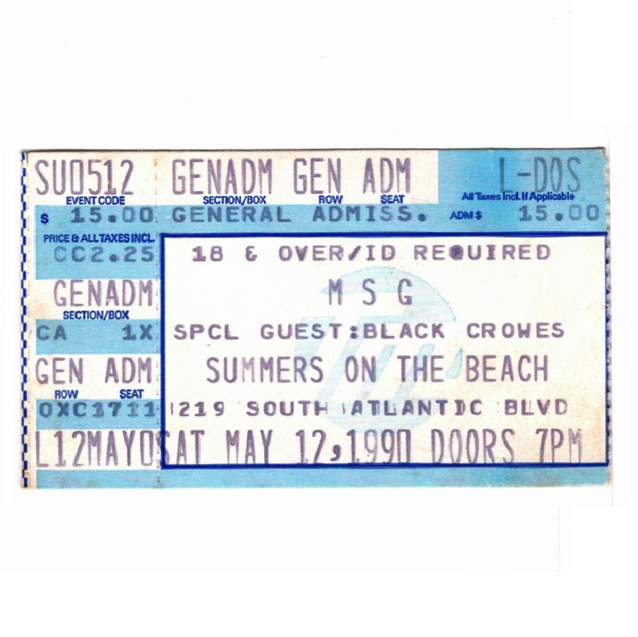 44 MSG McAuley Schenker Group Tour Ticket 1990 Black Crowes
