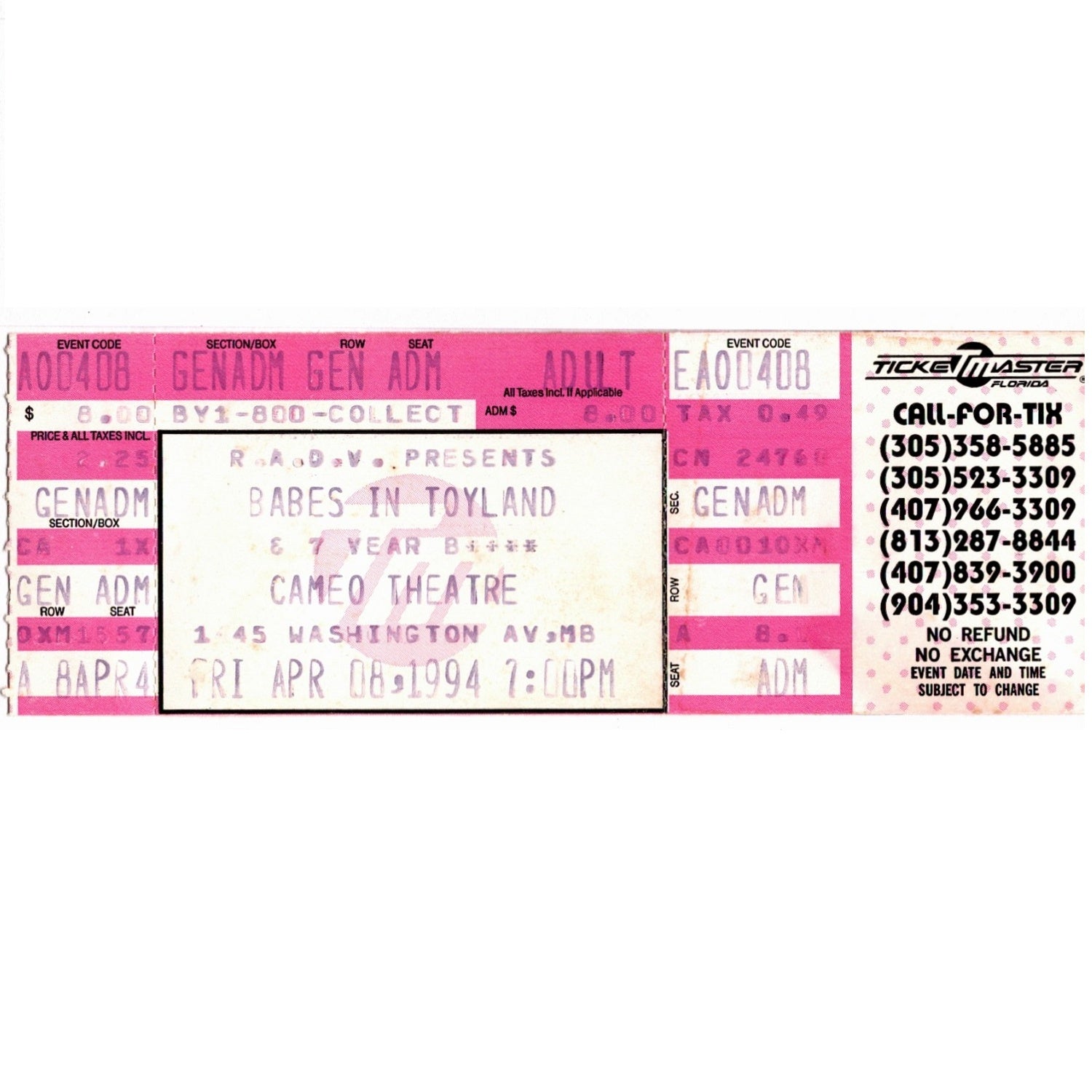 Vintage heavy metal concert ticket stubs, backstage passes