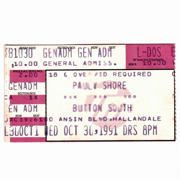 Pauly Shore The Future of America Tour Ticket 1991