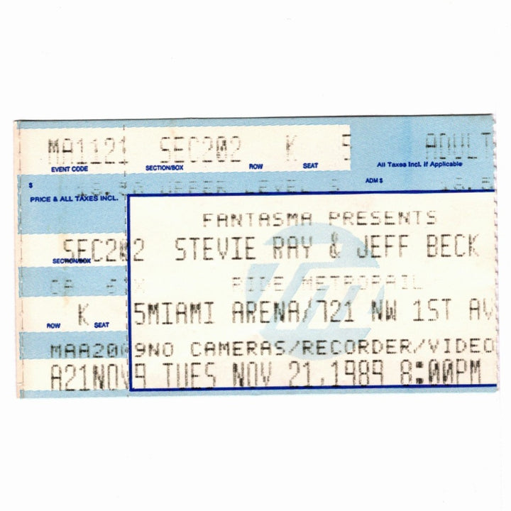 Stevie Ray Vaughn Jeff Beck Fire Meets the Fury Ticket 1989