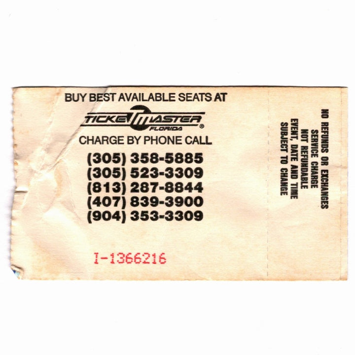 The Contraband Tour Ticket 1991 Ratt LA Guns Bang Tango