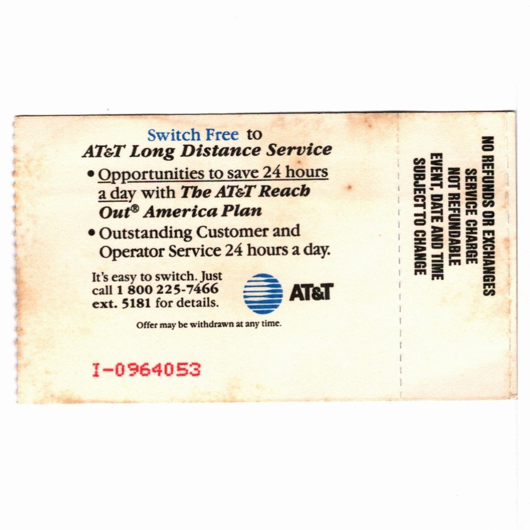 Whitesnake Slip of the Tongue Tour Ticket March 24, 1990 Bad English