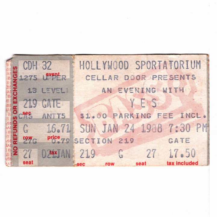 YES Big Generator Tour Ticket 1988