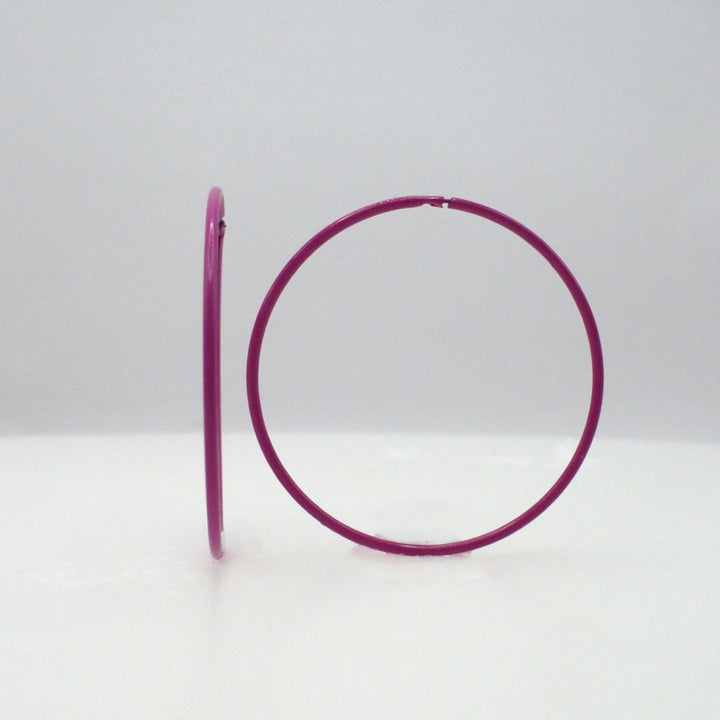 1980s Vintage Pink Pop Art Memphis Style Hoop Earrings (1 1/2 inch)