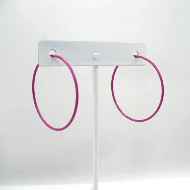 1980s Vintage Pink Pop Art Memphis Style Hoop Earrings (1 1/2 inch)