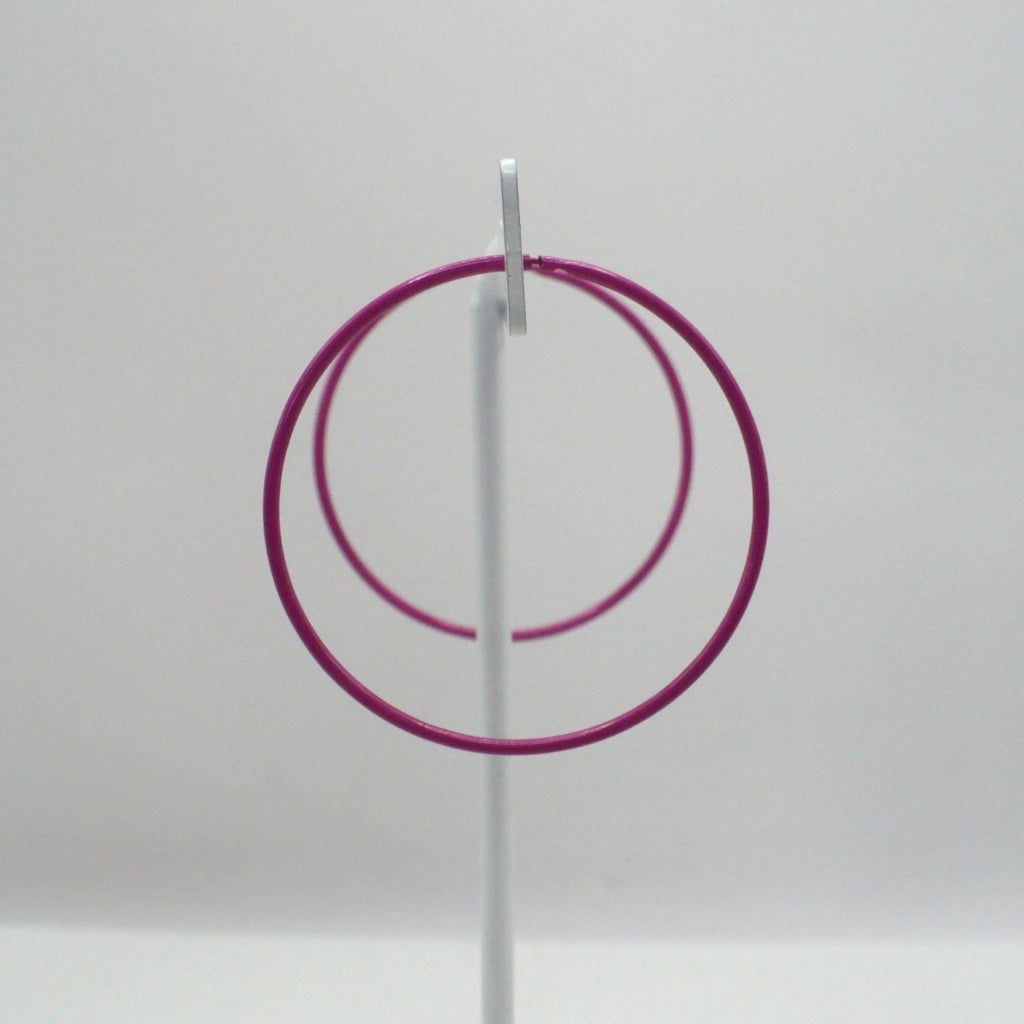 1980s Vintage Pink Pop Art Memphis Style Hoop Earrings (1 1/2 inch)