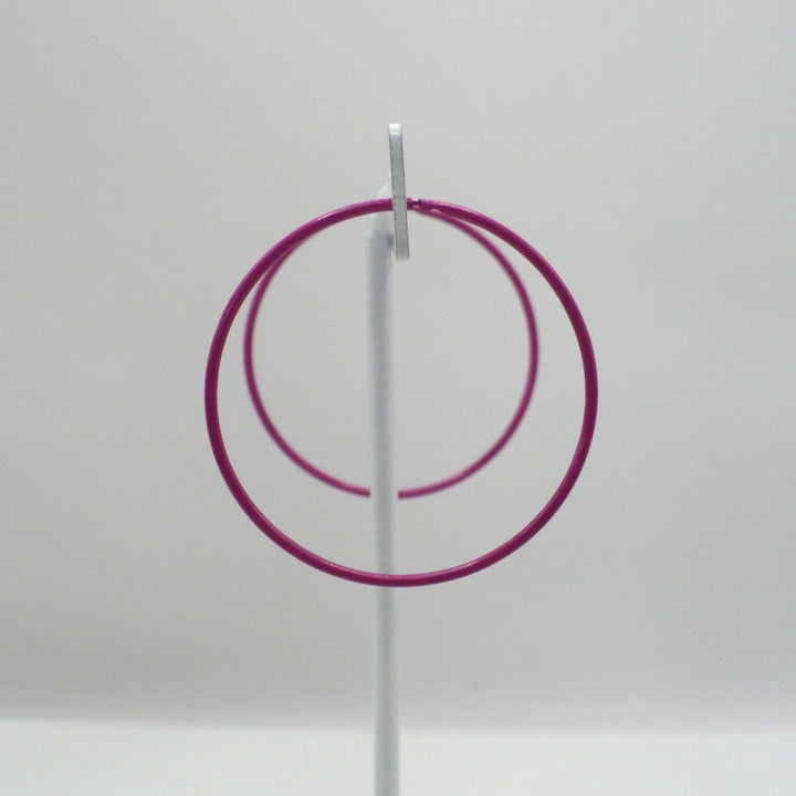 1980s Vintage Pink Pop Art Memphis Style Hoop Earrings (1 1/2 inch)