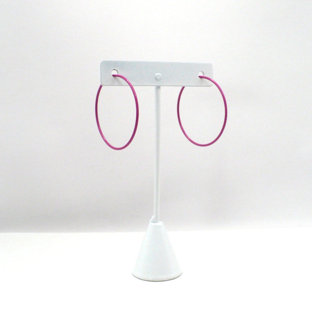 1980s Vintage Pink Pop Art Memphis Style Hoop Earrings (1 1/2 inch)