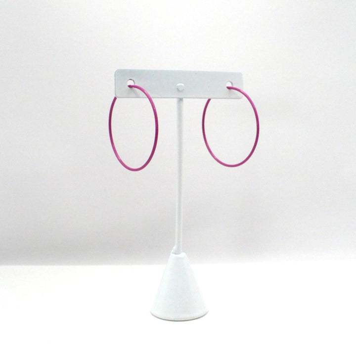 1980s Vintage Pink Pop Art Memphis Style Hoop Earrings (1 1/2 inch)