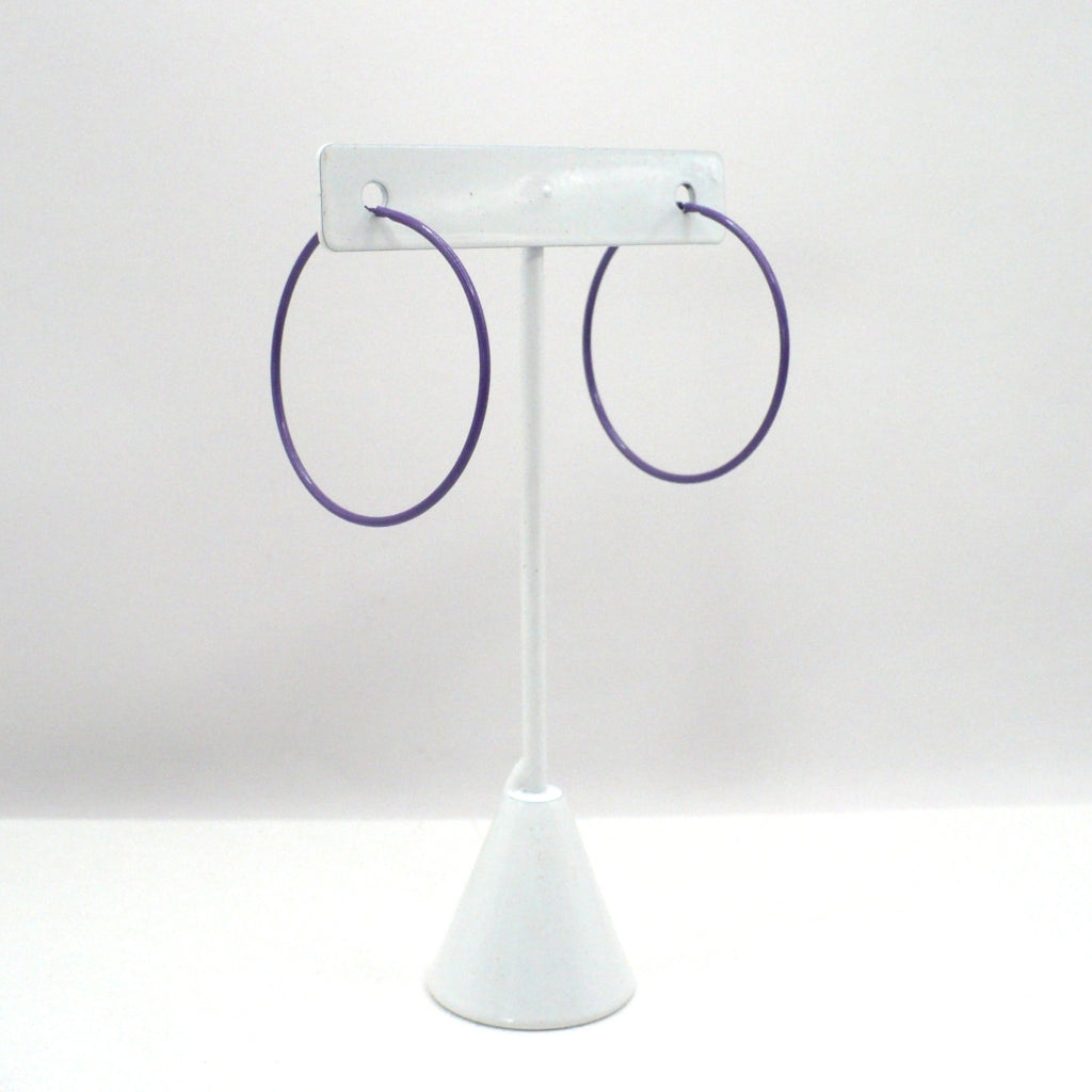 1980s Vintage Orchid Purple Pop Art Memphis Style Hoop Earrings (1 1/2 inch)