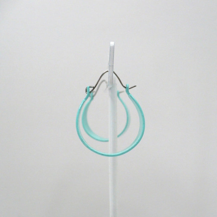 1980s Vintage Turquoise Tapered Enamel Hoop Earrings (3/4-inch)