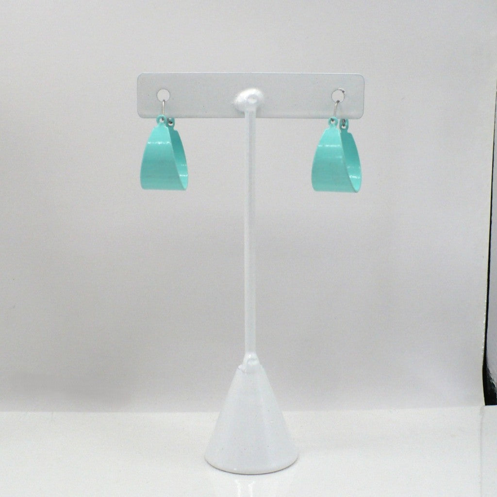 1980s Vintage Turquoise Tapered Enamel Hoop Earrings (3/4-inch)
