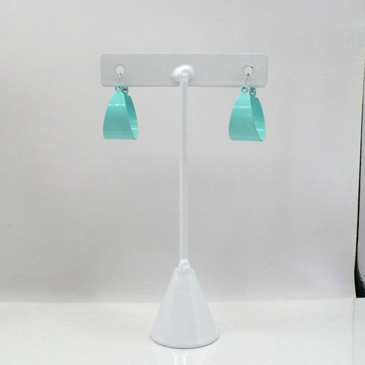 1980s Vintage Turquoise Tapered Enamel Hoop Earrings (3/4-inch)