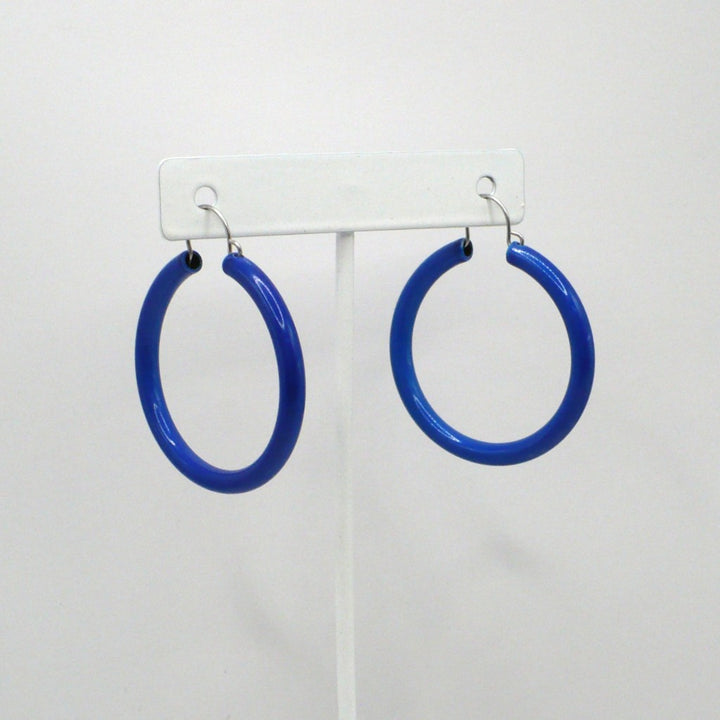 1980s Vintage Royal Blue Pop Art Hoop Earrings (1 5/8-inch)