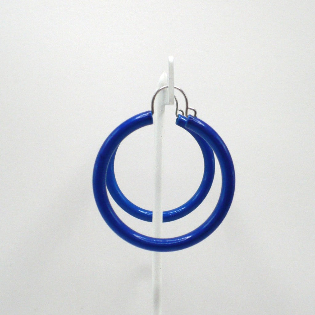 1980s Vintage Royal Blue Pop Art Hoop Earrings (1 5/8-inch)