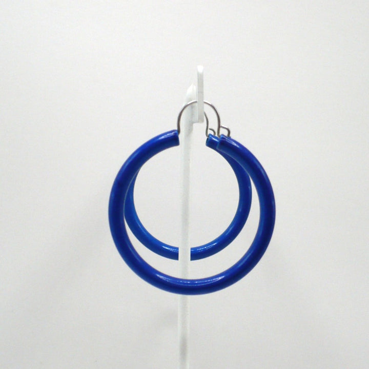 1980s Vintage Royal Blue Pop Art Hoop Earrings (1 5/8-inch)