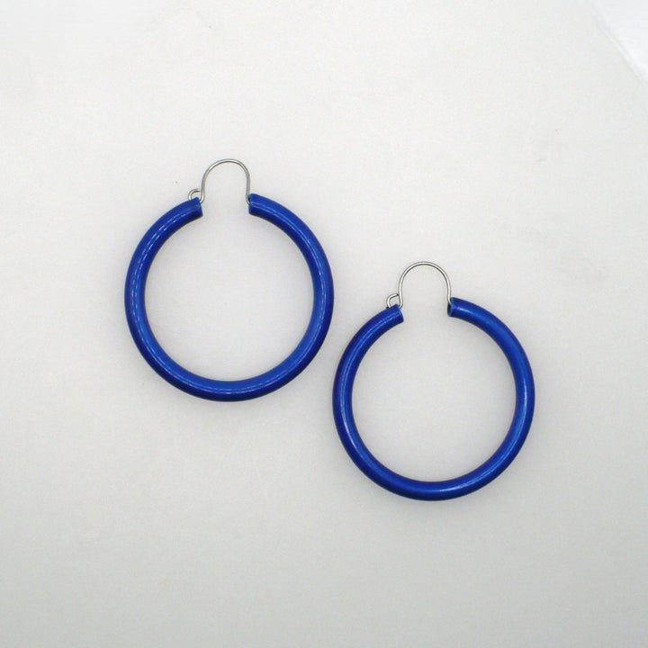 1980s Vintage Royal Blue Pop Art Hoop Earrings (1 5/8-inch)