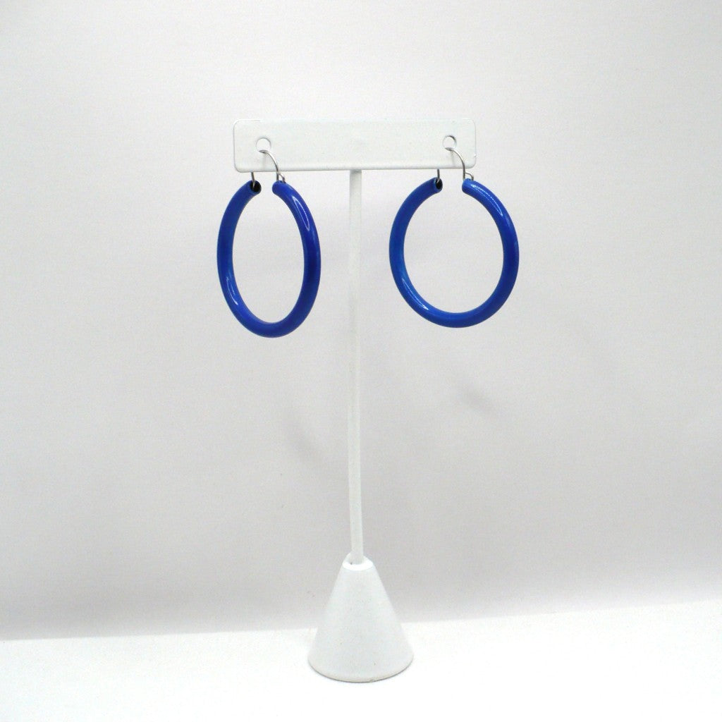 1980s Vintage Royal Blue Pop Art Hoop Earrings (1 5/8-inch)