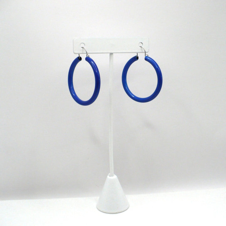 1980s Vintage Royal Blue Pop Art Hoop Earrings (1 5/8-inch)