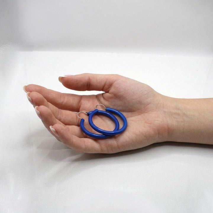1980s Vintage Royal Blue Pop Art Hoop Earrings (1 5/8-inch)