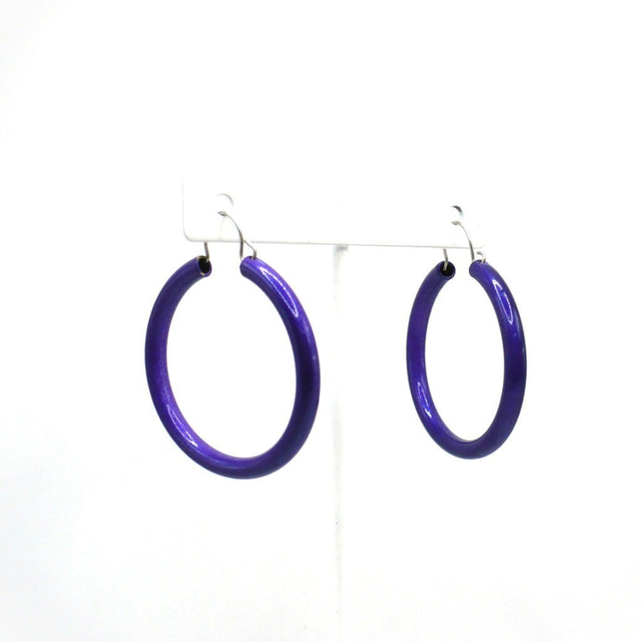 1980s Vintage Royal Purple Pop Art Hoop Earrings (1 5/8-inch)