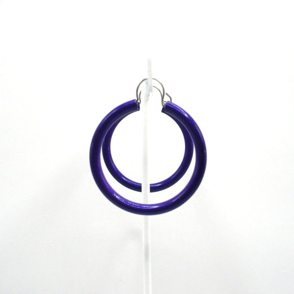 1980s Vintage Royal Purple Pop Art Hoop Earrings (1 5/8-inch)