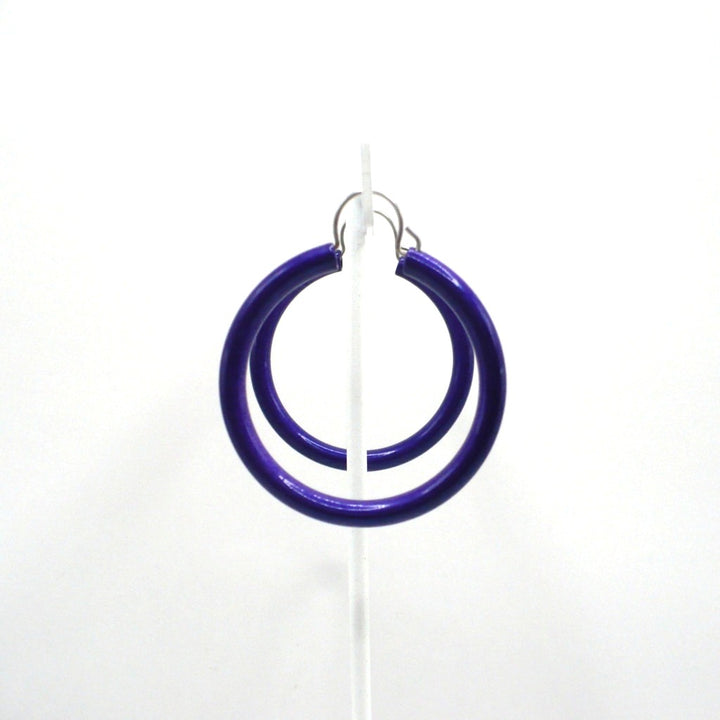 1980s Vintage Royal Purple Pop Art Hoop Earrings (1 5/8-inch)