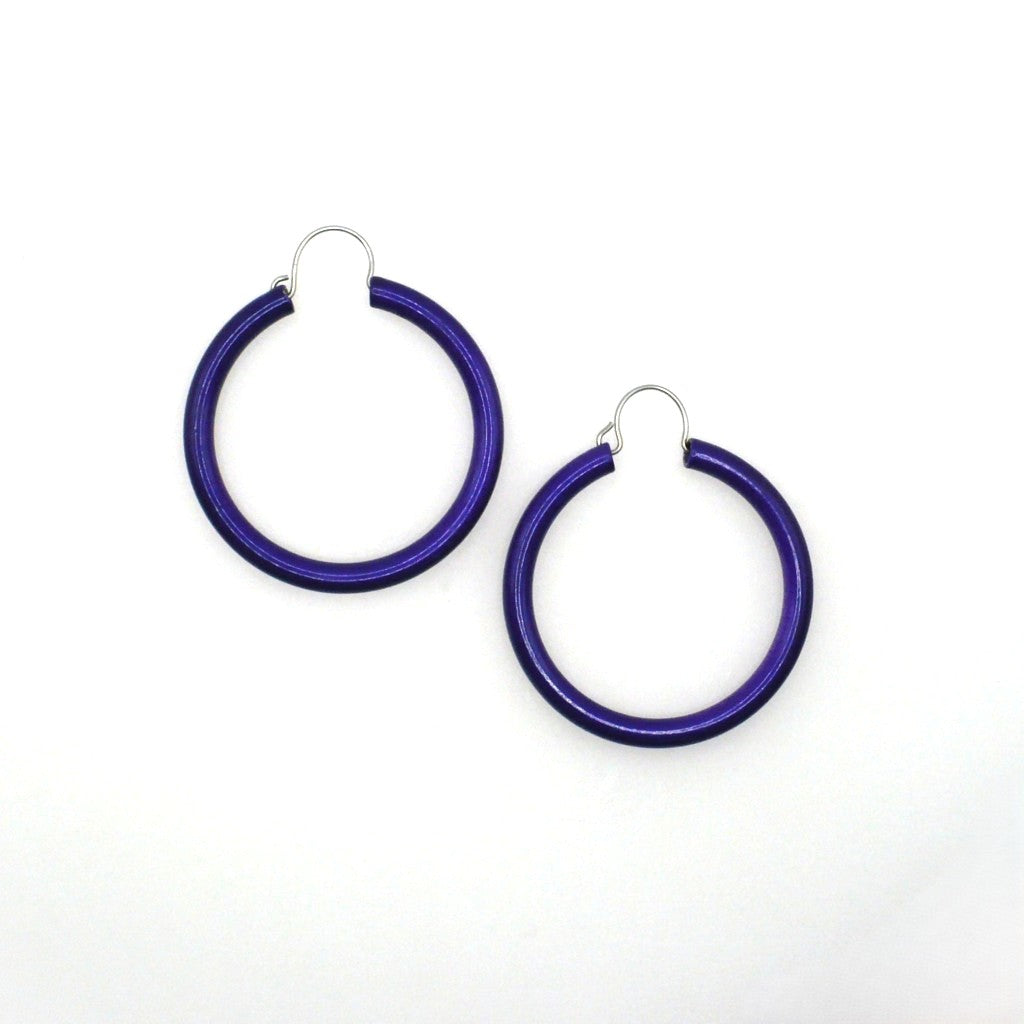 1980s Vintage Royal Purple Pop Art Hoop Earrings (1 5/8-inch)